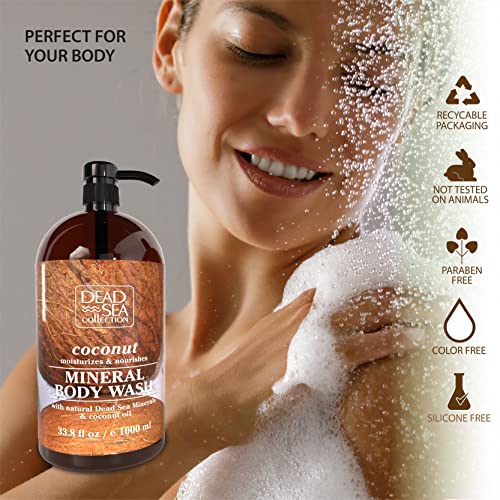 Coconut Body Wash for Women and Men - with Pure Dead Sea Minerals and Coconut Oil - Cleans