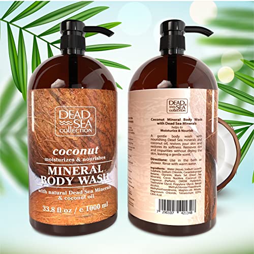 Coconut Body Wash for Women and Men - with Pure Dead Sea Minerals and Coconut Oil - Cleans