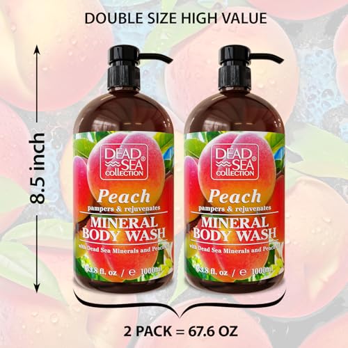 Peach Body Wash for Women and Men - with Pure Dead Sea Minerals and Peach Extract - Cleans