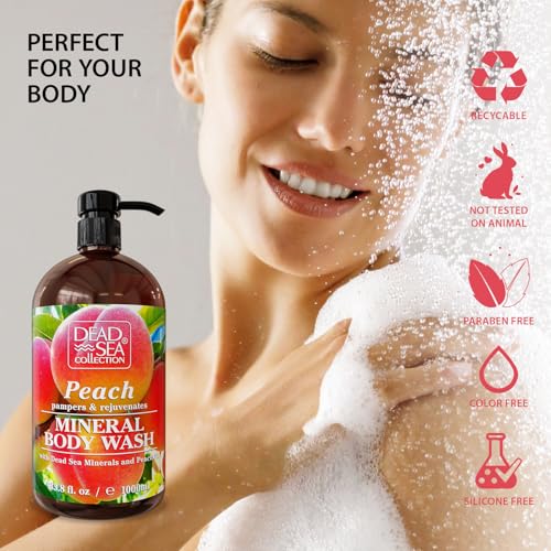 Peach Body Wash for Women and Men - with Pure Dead Sea Minerals and Peach Extract - Cleans
