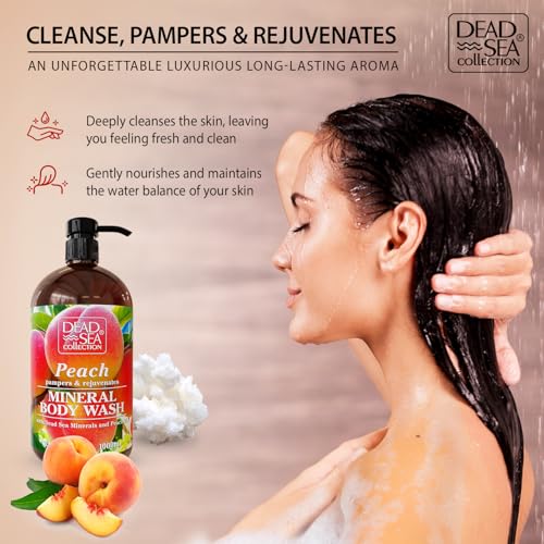 Peach Body Wash for Women and Men - with Pure Dead Sea Minerals and Peach Extract - Cleans