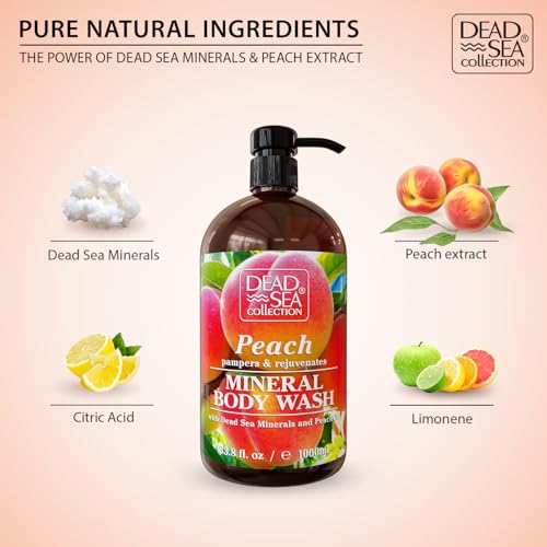 Peach Body Wash for Women and Men - with Pure Dead Sea Minerals and Peach Extract - Cleans