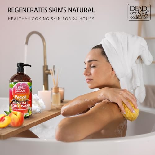 Peach Body Wash for Women and Men - with Pure Dead Sea Minerals and Peach Extract - Cleans