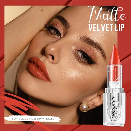 Orange Red Lipstick Gradient Matte Lip Liner Combo Women