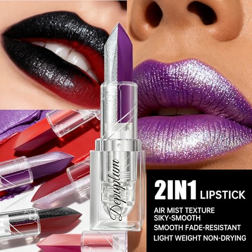 Purple Matte Lipstick Silver Lipstick Ombre Lips Dual Tone