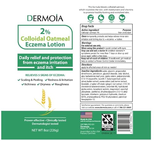 2% Colloidal Oatmeal Eczema Lotion - Soothing and Moisturizing Anti-Itch Cream & Body Loti