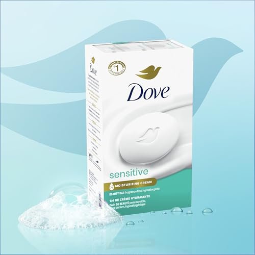 Beauty Bar Soap Sensitive, 8 Bars for Sensitive Skin, Fragrance Free and Hypoallergenic 3.75 oz