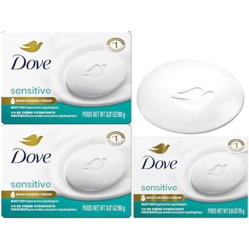 Beauty Bar Soap, Sensitive Skin 2-Size Variety 3-Pack with Moisturizing Cream for Soft, Smooth Skin, Hypoallergenic, Fragrance-Free