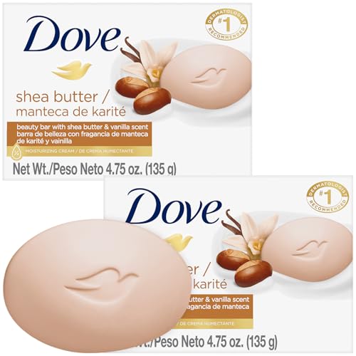 Soap, Shea Butter & Vanilla, 2-Pack – Pampering Beauty Bar, 3-in-1 Face, Body, and Hand Soap Bar, 4.75 Oz Ea