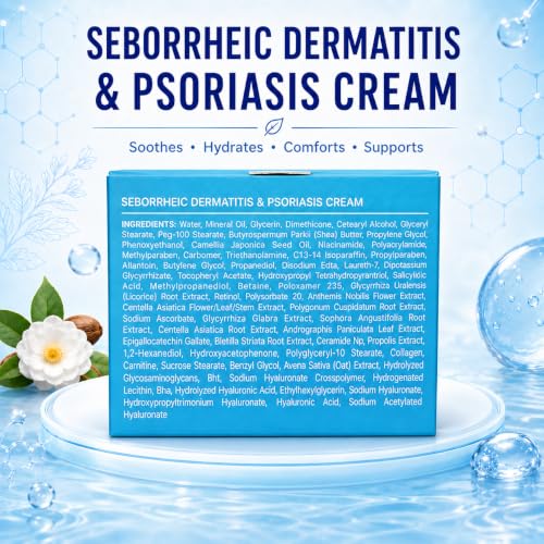 Seborrheic Dermatitis Care Cream - Dry Scalp Face & Body Moisturizer with Anti Itch & Dand