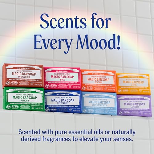 Pure-Castile Bar Soap (Baby Unscented, 5 ounce, 2-pack) - Made with Organic Oils, For Face, Body, Hair, Gentle for Sensitive Skin, Babies, No Added Fragrance, Biode