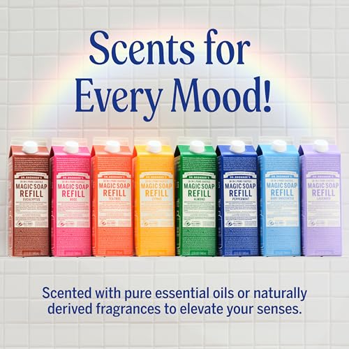 Pure-Castile Liquid Soap Refill - Made with Regenerative Organic Certified Oils, 86% Less Plastic - 18-in-1 Uses, For Face, Body Wash, Hand Soap Refill & More - Baby