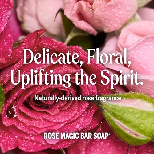 Pure-Castile Magic Soap Bars (Rose, 5 oz, 6-Pack)- Made with Regenerative Organic Certified Oils- For Face, Body & Hair - Gentle, Vegan- Bar Soaps for Men & Women