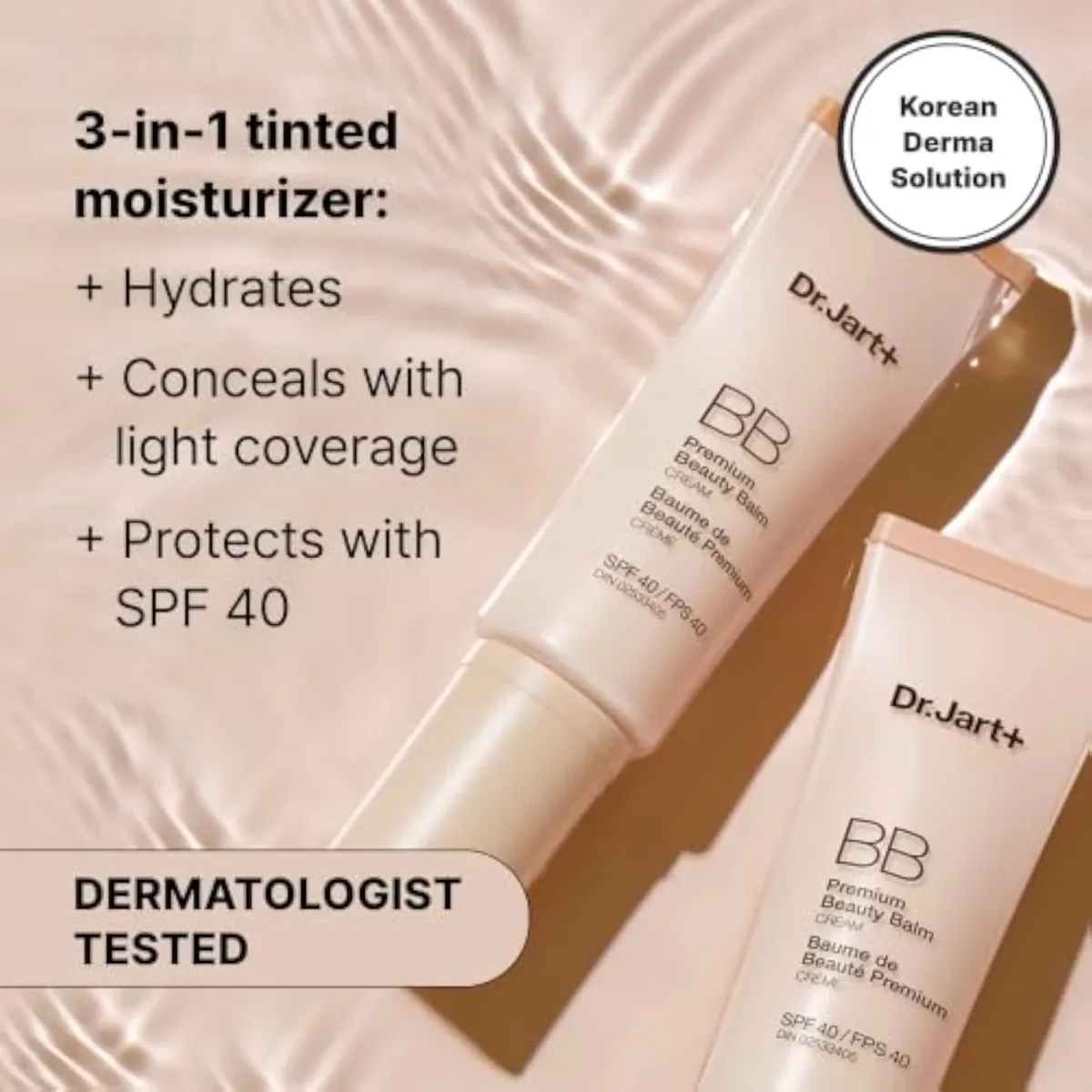 Premium BB Korean Tinted Moisturizer with SPF 40 and Niacinamide | bb cream | Skin Tint | Korean Makeup, Fair-Light, 1.35 Fl Oz