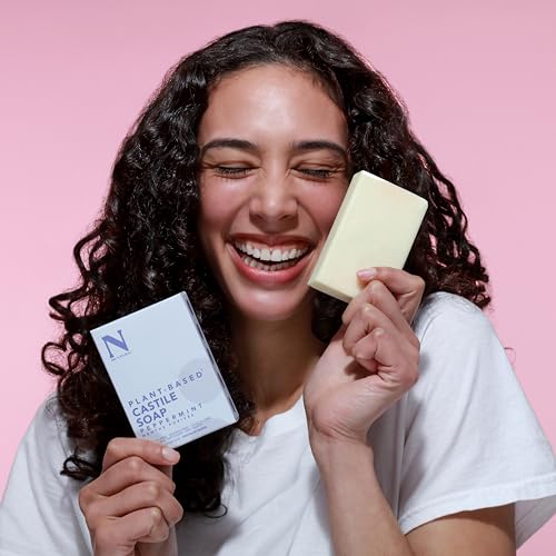 Castile Bar Soap - Multipurpose Soap Bar with Anti-Acne Properties - for Face, Body, Hair - Sensitive Skin Body Wash - Peppermint - 2 pcs