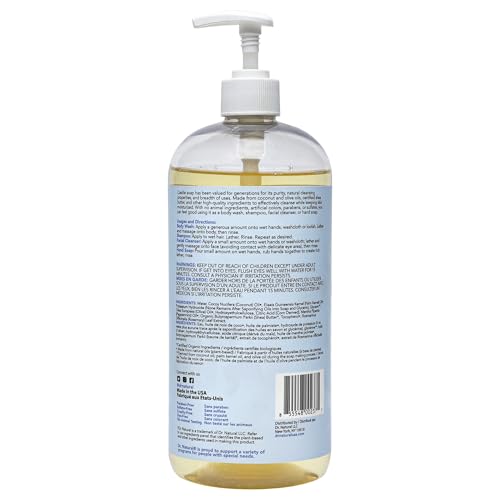 Castile Liquid Soap, Peppermint, 32 oz - Plant-Based - Made with Organic Shea Butter - Rich in Coconut and Olive Oils - Sulfate and Paraben-Free, Cruelty-Free - Multi-P