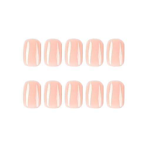 24Pcs Press On Nails Short Square Fake Nails Nude Pink Nails Press Ons Acrylic False Nails