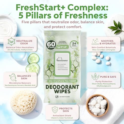 XL Deodorant Wipes 60ct 8x8