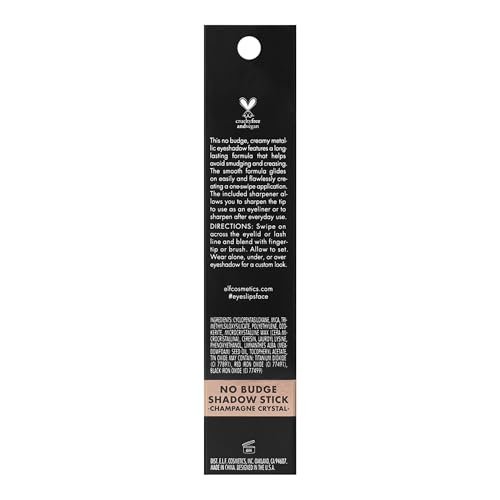 No Budge Shadow Stick, Long-Lasting Cream Eyeshadow Stick For High-Pigment, Metallic Color, Vegan & Cruelty-Free, Champagne Crystal