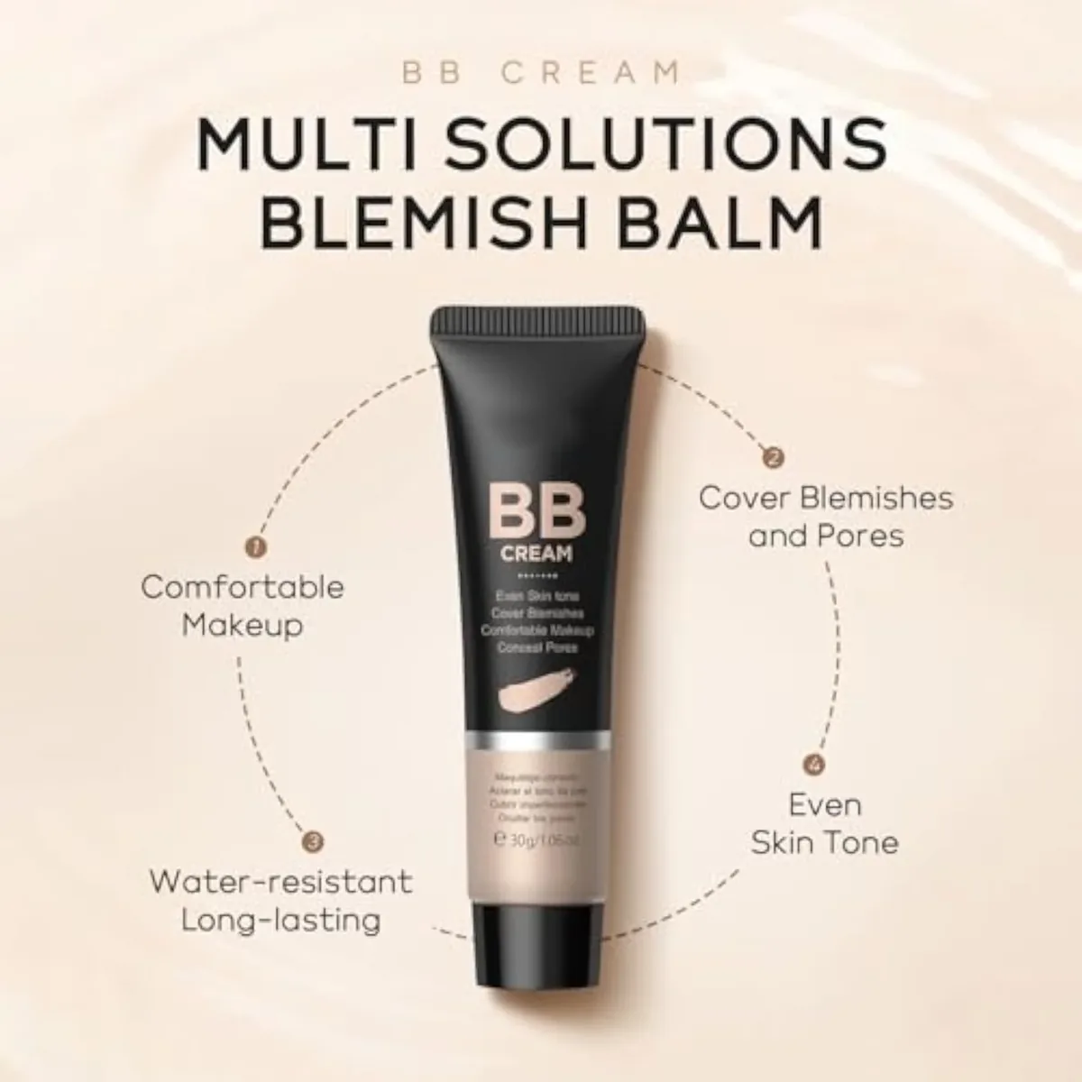 Hydrating BB Cream Tinted Moisturizer, 9Colors Full-Coverage Foundation & Concealer, Brighten Skin Tone & Cover Pores, Oil Control & Cover Flaws,Natural Finish for All S