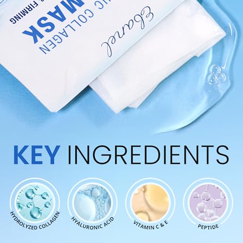 10-Pack Collagen Face Mask with Hyaluronic Acid, Vitamin C, Peptide