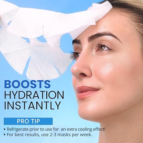 10-Pack Collagen Face Mask with Hyaluronic Acid, Vitamin C, Peptide