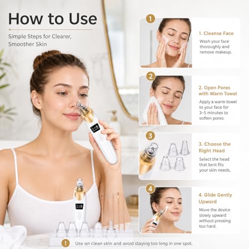 Blackhead Remover Vacuum USB Pore Vacuum 5 Suction Heads Khaki
