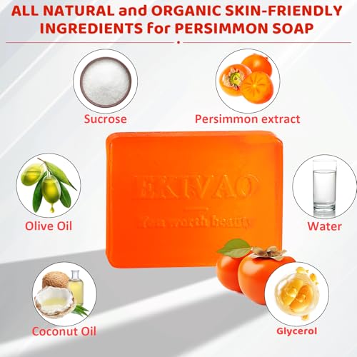 3Pack Natural Persimmon Soap Bar for Body Odor Control