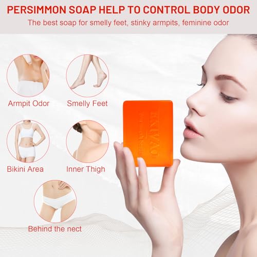 3Pack Natural Persimmon Soap Bar for Body Odor Control