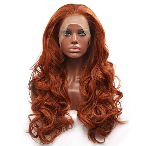 Copper Red Long Wavy Lace Front Wig
