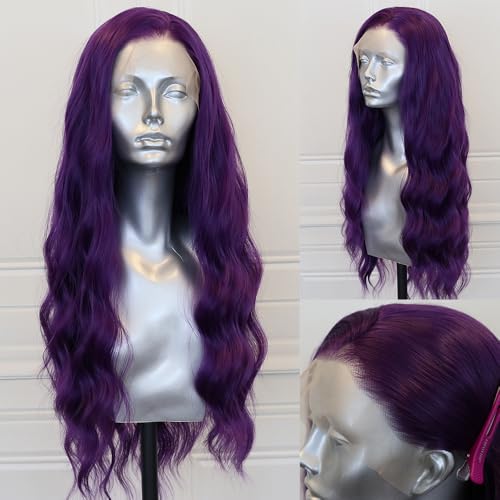 Long Wavy Purple Lace Front Wig