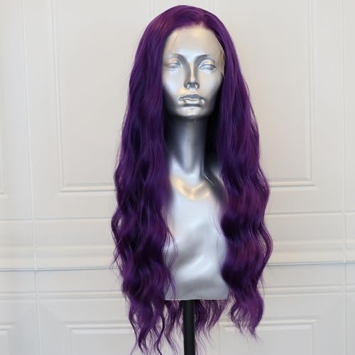 Long Wavy Purple Lace Front Wig