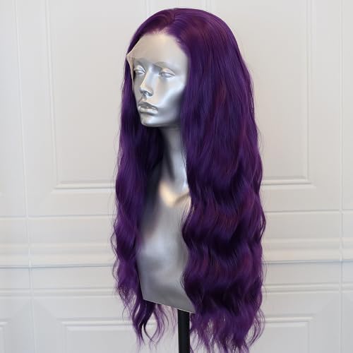 Long Wavy Purple Lace Front Wig