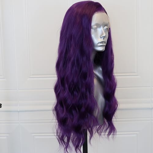 Long Wavy Purple Lace Front Wig