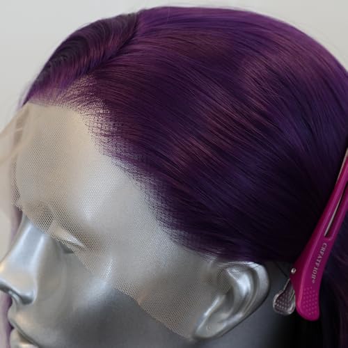 Long Wavy Purple Lace Front Wig