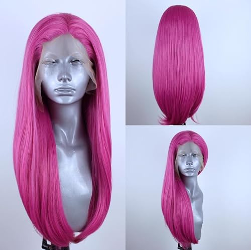 Pink Long Straight Lace Front Wig