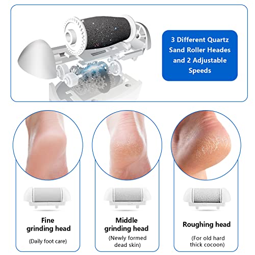 Electric Foot Callus Remover Kit Rechargeable 3 Grinding Heads Waterproof