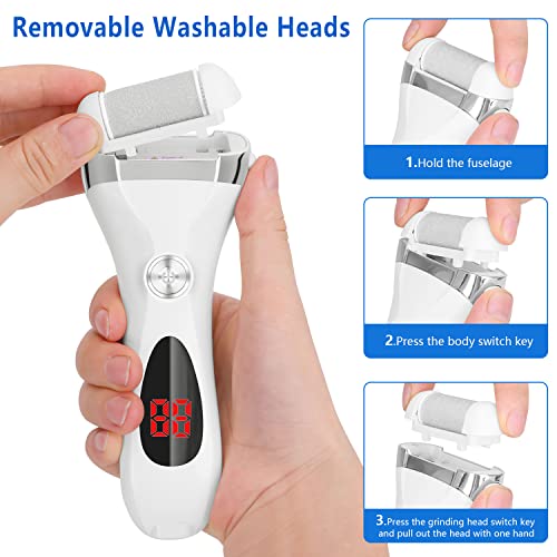 Electric Foot Callus Remover Kit Rechargeable 3 Grinding Heads Waterproof