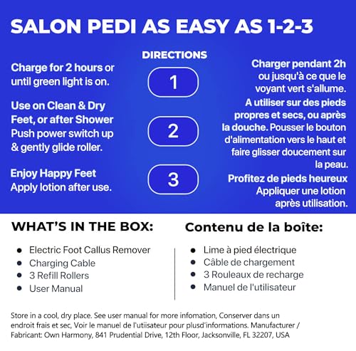 Electric Foot Callus Remover Kit Rechargeable 3 Grinding Heads Waterproof