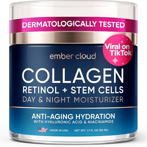 Collagen Face Cream Day & Night Moisturizer with Stem Cells Retinol 1.7Oz