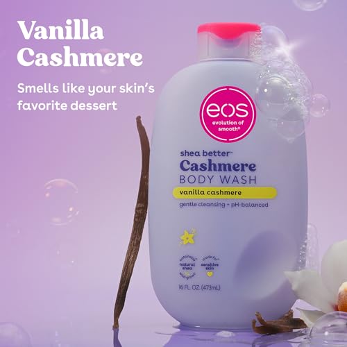 Body Wash, Vanilla Cashmere, Moisturizing Creamy Gel Formula with Shea Butter, Glycerin, Vitamin E, pH Balanced, Sensitive Skin, Vegan, 16 fl oz