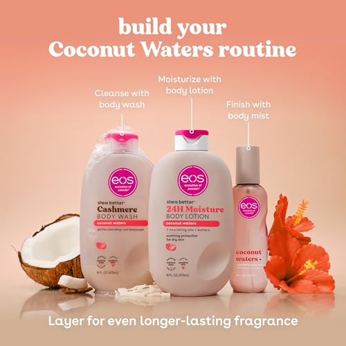 Cashmere Body Wash – Coconut Waters, Moisturizing Body Wash, Creamy Gel Formula, with Shea Butter, Glycerin, Vitamin E, pH Balanced, Sensitive Skin, Vegan, 16 fl oz