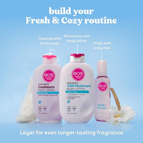 Cashmere Body Wash – Fresh & Cozy, Moisturizing Body Wash, Creamy Gel Formula, with Shea Butter, Glycerin, Vitamin E, pH Balanced, Sensitive Skin, Vegan, 16 fl oz