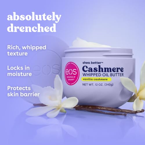 Cashmere Whipped Oil Body Butter- Vanilla, Moisturizing Formula, 10 oz