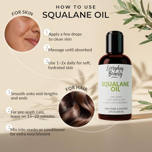 Squalane Oil 100% Pure Plant Derived 2 Fl Oz