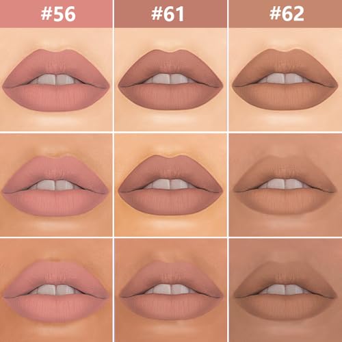 3Pcs Pale Neutral True Nude Matte Lip Liner & Liquid Lipstick