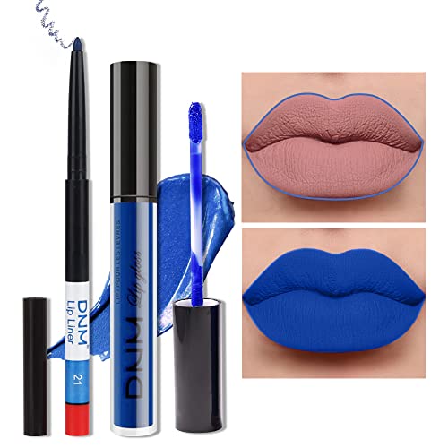 Royal Light Blue Matte Liquid Lipstick and Liner Set