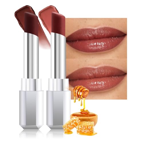 2Pcs Nude Brown Honey Lipstick Tinted Lip Balm