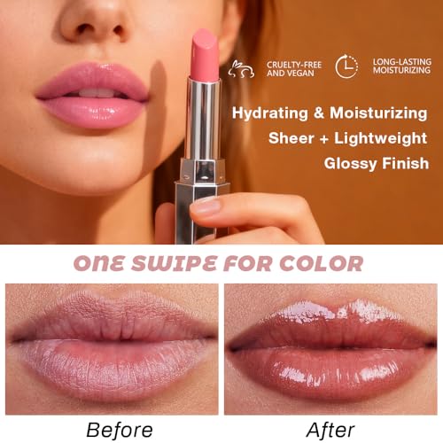 2Pcs Nude Brown Honey Lipstick Tinted Lip Balm