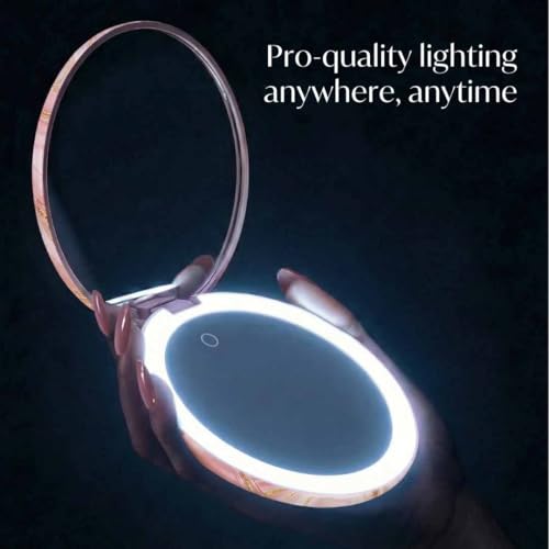 Taylor LED Lighted Travel Makeup Mirror Rechargeable 10x 1x